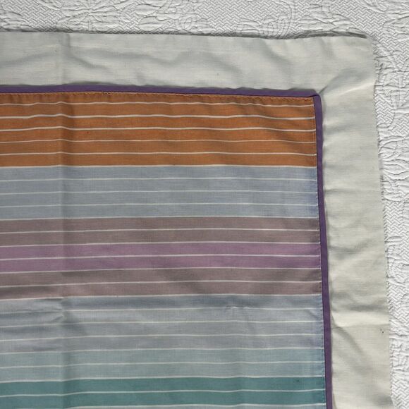 VTG JP Stevens Pillow Sham Pastel Stripe White Edge 80s Cotton 31"x26" Retro '82 - Picture 5 of 16